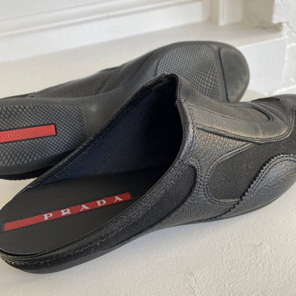 PRADA black flat mules 37.5